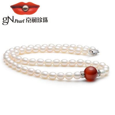 京润珍珠静心米形项链