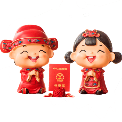中式婚庆情侣娃娃摆件