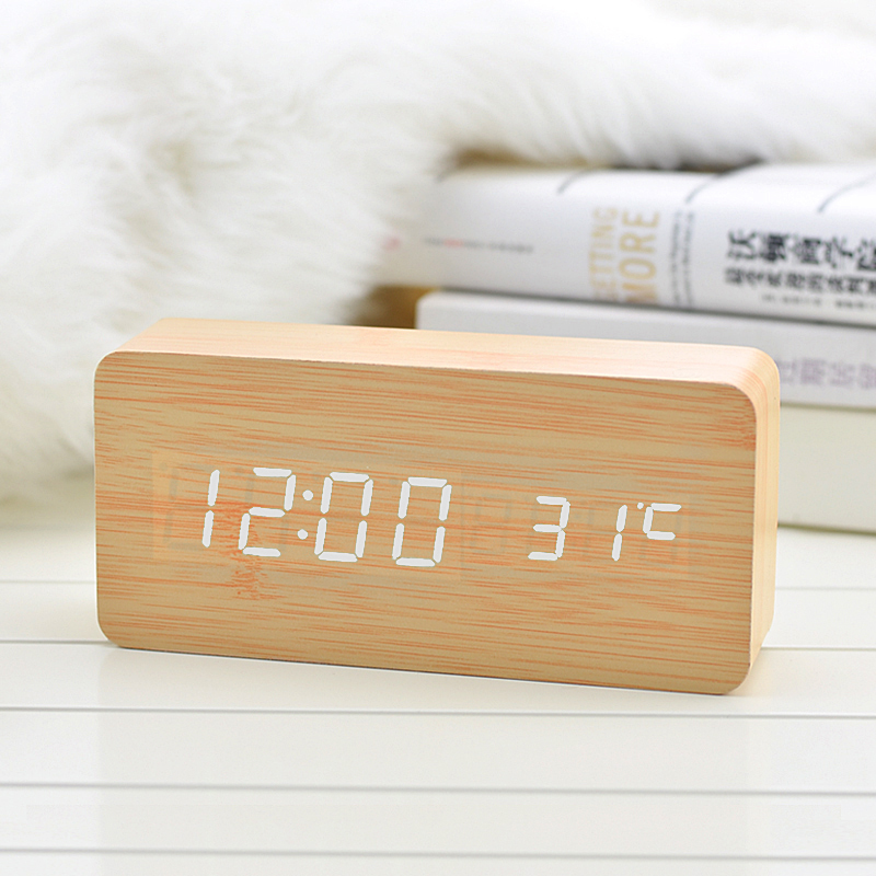 LED声控数码木块闹钟
